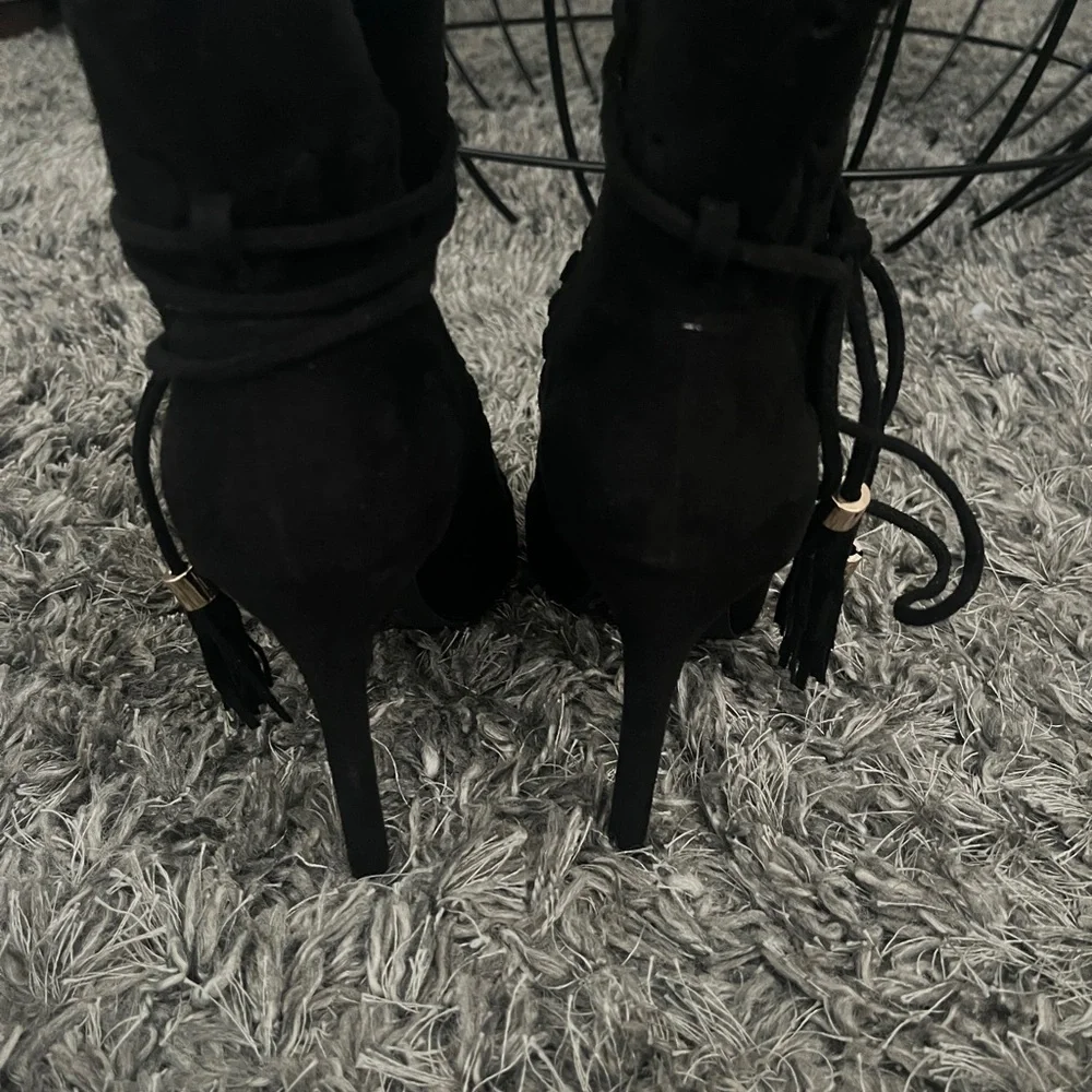 Open Toe Suede Ankle Boot - Picture 5 of 9